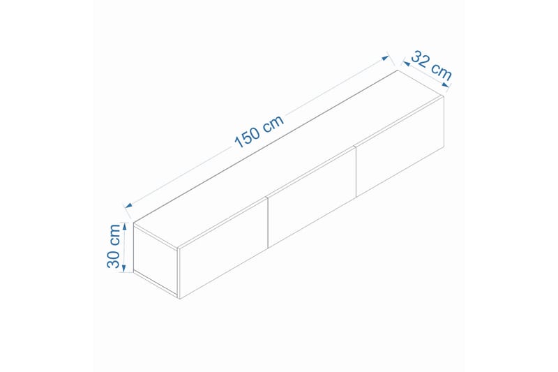 West Vägghängd Mediabänk 150 cm med Förvaring i Trä - Vit - Möbler - TV- & Mediamöbler - TV bänk & mediabänk