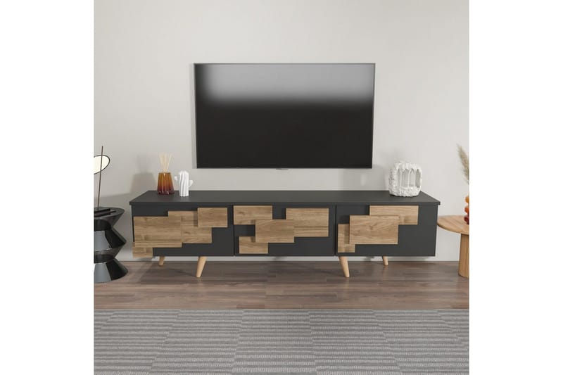 Xamira Tv-bänk 160 cm - Mörkfärgat trä/Antracit - Möbler - TV- & Mediamöbler - TV bänk & mediabänk
