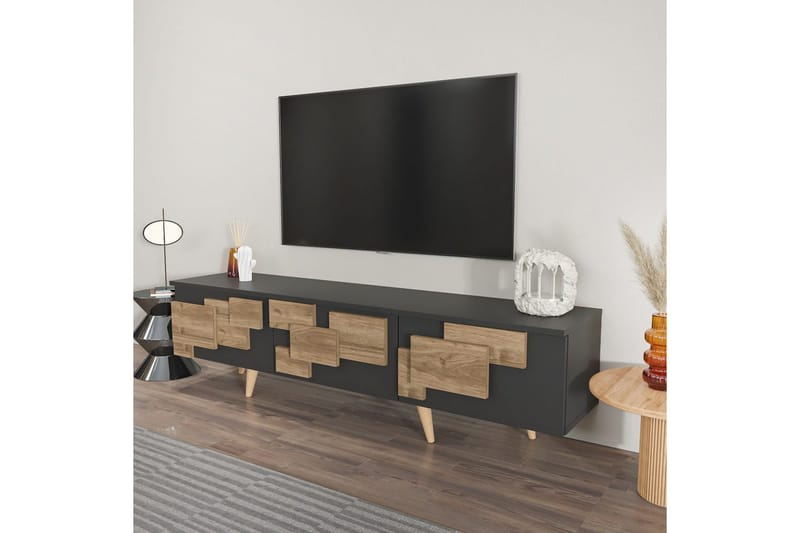 Xamira Tv-bänk 160 cm - Mörkfärgat trä/Antracit - Möbler - TV- & Mediamöbler - TV bänk & mediabänk