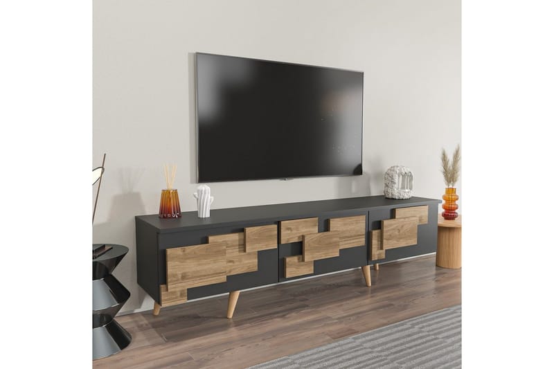 Xamira Tv-bänk 160 cm - Mörkfärgat trä/Antracit - Möbler - TV- & Mediamöbler - TV bänk & mediabänk