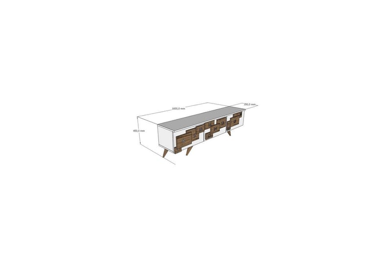 Xamira Tv-bänk 160 cm - Mediumfärgat trä/Vit - Möbler - TV- & Mediamöbler - TV bänk & mediabänk