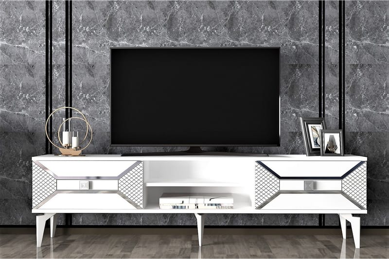 Yumedi Tv-bänk 150 cm - Vit/Silver - Möbler - TV- & Mediamöbler - TV bänk & mediabänk