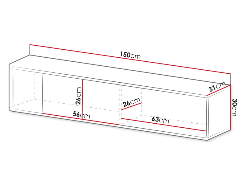 Zalricus TV-bänk 150x30 cm - Svart, valnöt - Möbler - TV- & Mediamöbler - TV-skåp