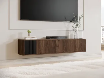 Zalricus TV-bänk 150x30 cm - Svart, valnöt - Möbler - TV- & Mediamöbler - TV-skåp