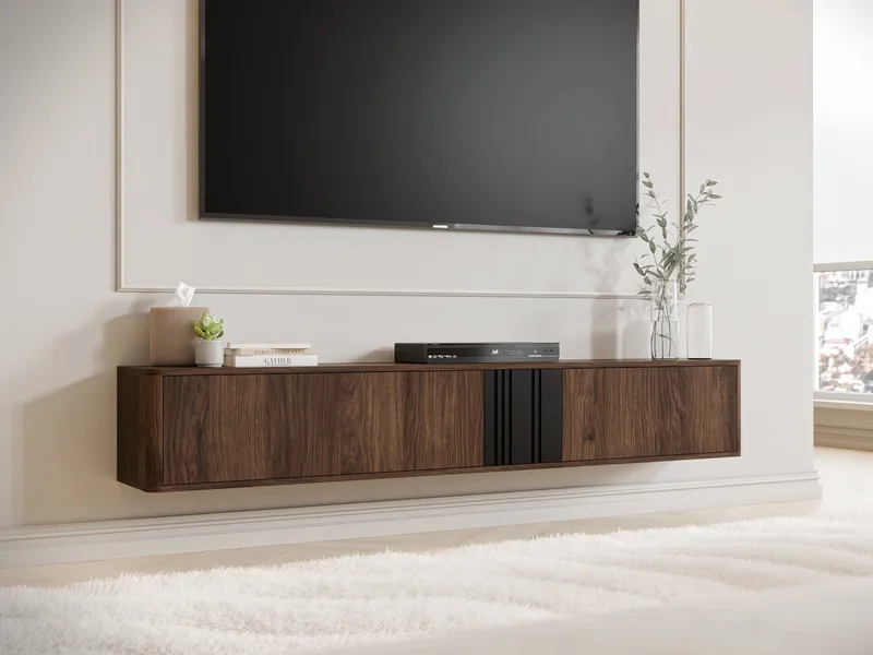 Zalricus TV-bänk 190x30 cm - Svart, valnöt - Möbler - TV- & Mediamöbler - TV bänk & mediabänk