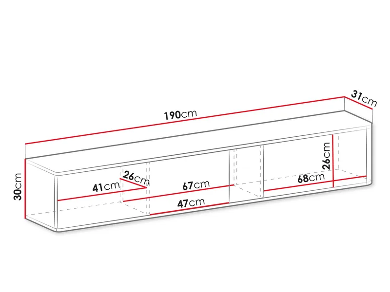 Zalricus TV-bänk 190x30 cm - Svart, valnöt - Möbler - TV- & Mediamöbler - TV bänk & mediabänk