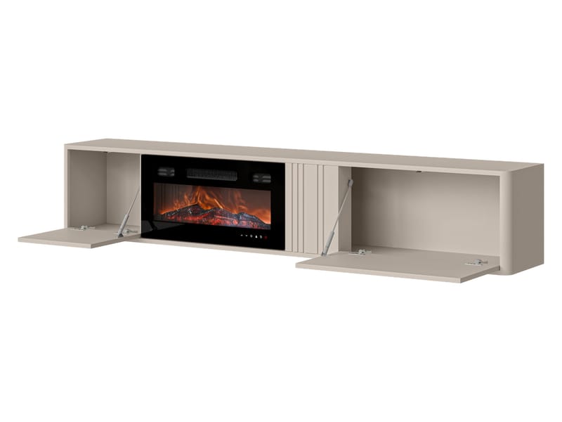Zalricus TV-bänk LED-Flamma 190x36 cm - Svart, valnöt - Möbler - TV- & Mediamöbler - TV bänk & mediabänk
