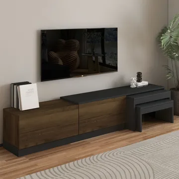 Zalven TV-bänk 180x36x30 cm - Antracit/Antik valnöt - Möbler - TV- & Mediamöbler - TV bänk & mediabänk