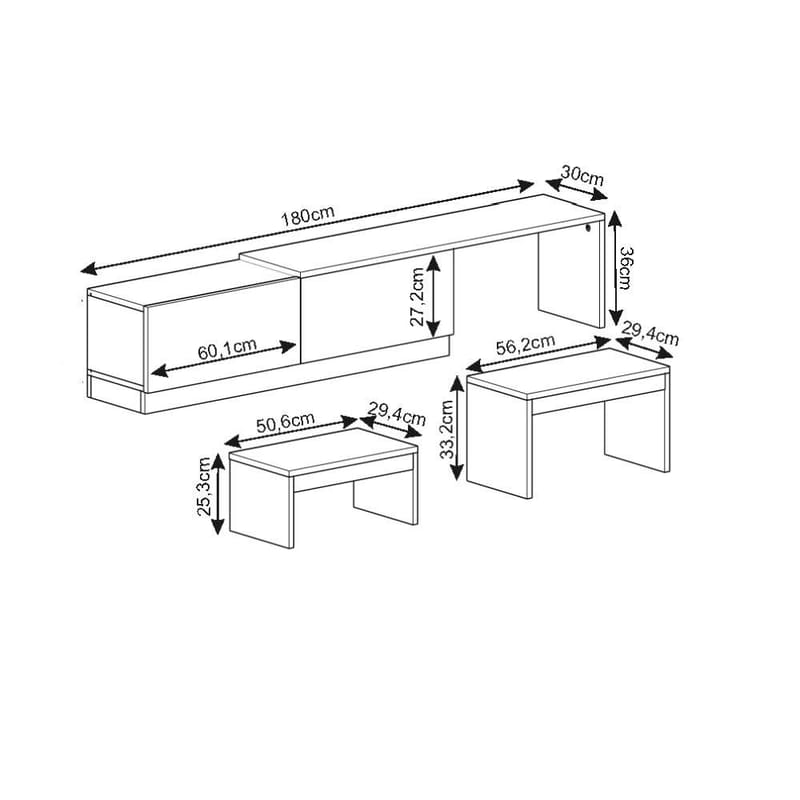 Zalven TV-bänk 180x36x30 cm - travertin och varm ek - Möbler - TV- & Mediamöbler - TV bänk & mediabänk