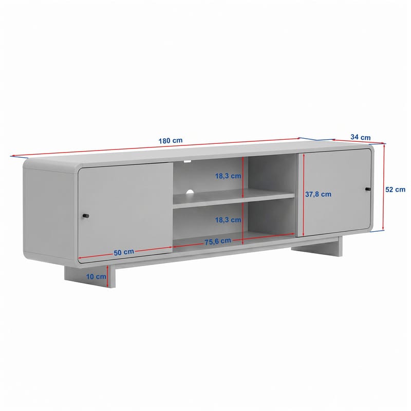 Zavio TV-bänk 180x52x34 cm - Ek - Möbler - TV- & Mediamöbler - TV bänk & mediabänk