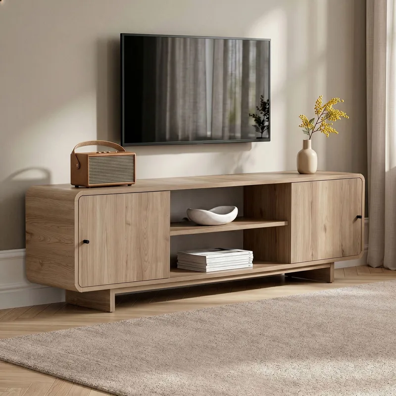 Zavio TV-bänk med Förvaring 180x52x34 cm - Ek - Möbler - TV- & Mediamöbler - TV bänk & mediabänk