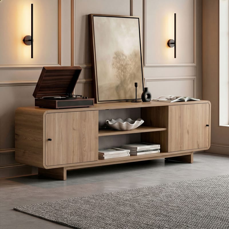 Zavio TV-bänk med Förvaring 180x52x34 cm - Ek - Möbler - TV- & Mediamöbler - TV bänk & mediabänk
