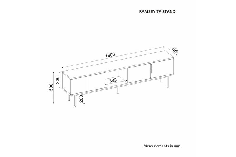 Zeiran Tv-bänk 180 cm - Vit - Möbler - TV- & Mediamöbler - TV bänk & mediabänk