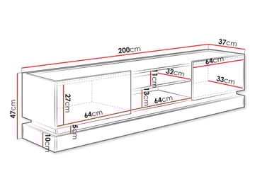 Zelric Tv-bänk 200 cm - Svart - Möbler - TV- & Mediamöbler - TV bänk & mediabänk