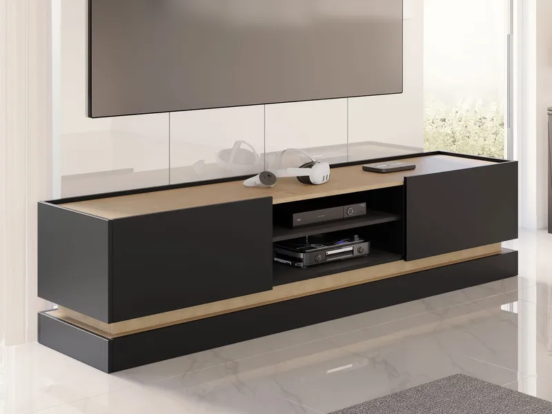 Zelric Tv-bänk 200 cm - Svart - Möbler - TV- & Mediamöbler - TV bänk & mediabänk