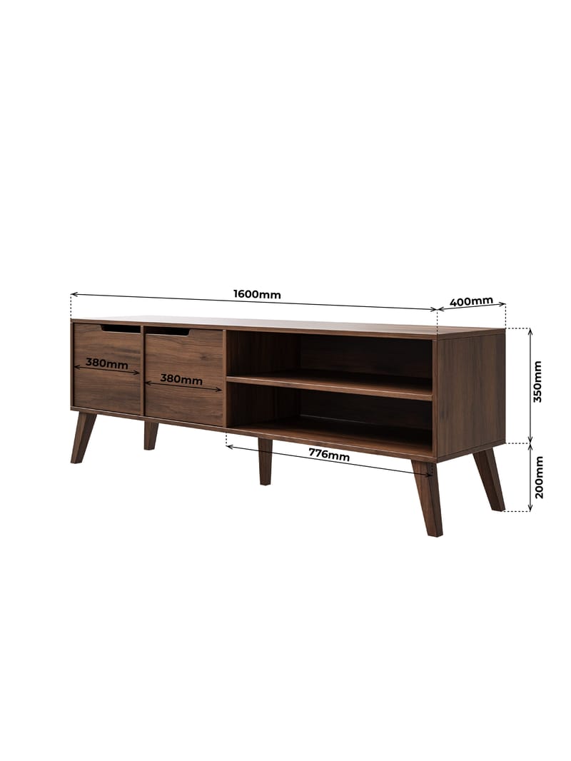 Zelto Tv-Bänk 160 cm - Warmia valnöt - Möbler - TV- & Mediamöbler - TV bänk & mediabänk
