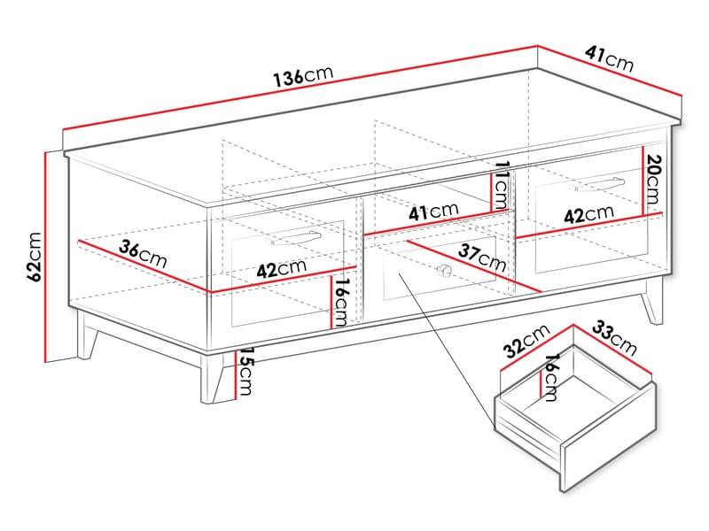 Zeylor Tv-Bänk 136 cm - Möbler - TV- & Mediamöbler - TV-skåp