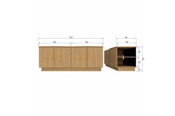 Zuma Golvstående Tv Bänk 133 cm med Förvaring i Ek - Brun - Möbler - TV- & Mediamöbler - TV bänk & mediabänk