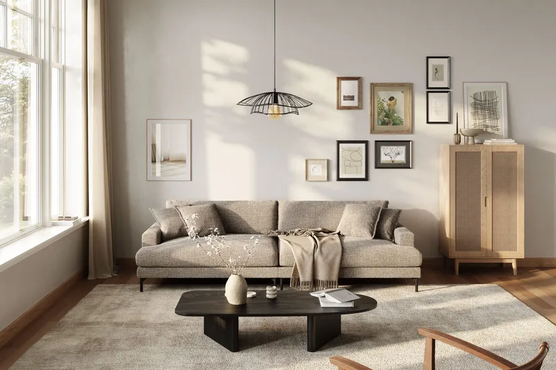 Menard Premium 5-sits Djup Soffa i Chenille - Brun - Möbler - Soffa