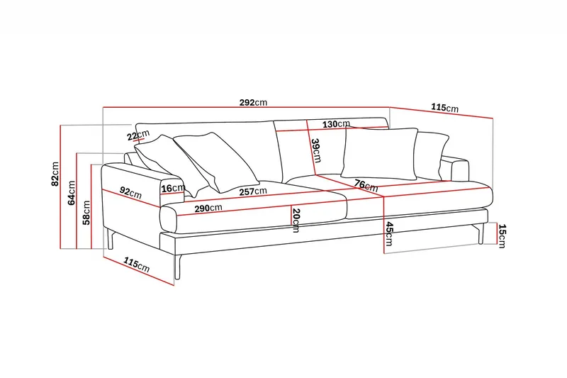 Menard Premium 5-sits Djup Soffa i Chenille - Brun - Möbler - Soffa