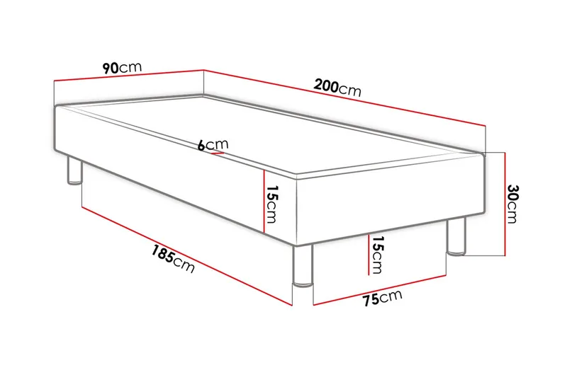 Adeliza Kontinentalsäng 90x200 cm - Grå - Möbler - Säng - Kontinentalsäng