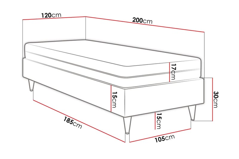 Adeliza Ramsäng 120x200 cm - Konstläder/Vit/Trä/Metall - Möbler - Säng - Ramsäng