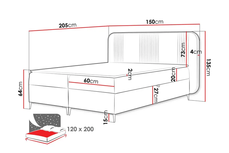 Alani Sängpaket Kontinentalsäng 120x200 cm - Rosa - Möbler - Säng - Kontinentalsäng