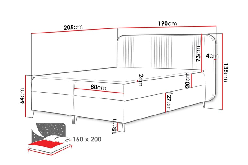Alani Sängpaket Kontinentalsäng 160x200 cm - Svart - Möbler - Säng - Kontinentalsäng