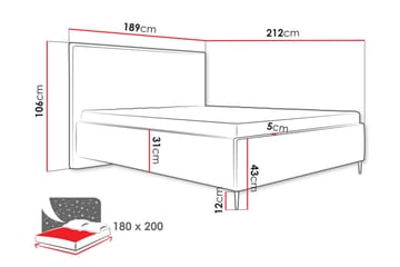 Alaudin Sängram 180x200 cm - Grå - Möbler - Säng - Sängram & sängstomme