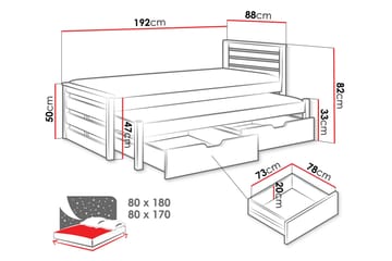 Alderamin Sängram 80x180 cm - Vit - Möbler - Säng - Sängram & sängstomme