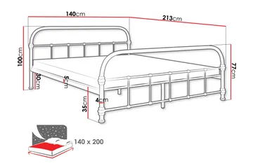 Aleesha Sängram 140x200 cm - Svart - Möbler - Säng - Sängram & sängstomme