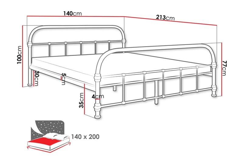 Aleesha Sängram 140x200 cm - Svart - Möbler - Säng - Sängram & sängstomme