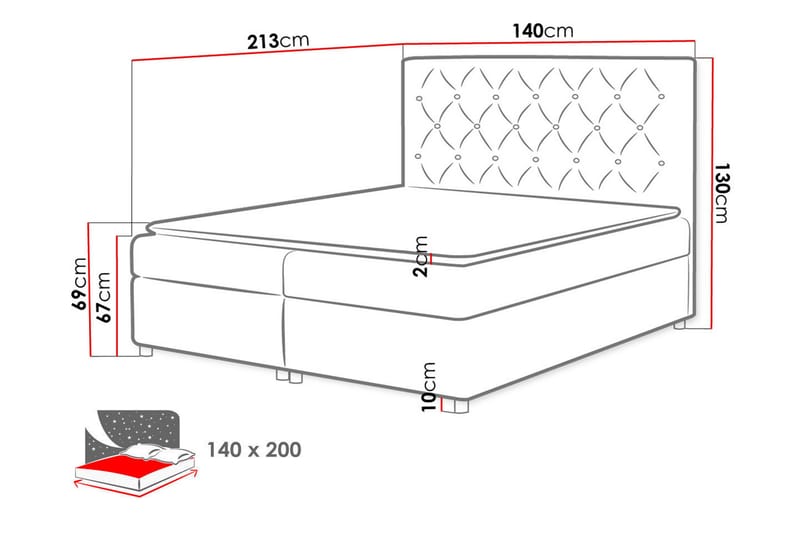 Alida Sängpaket Kontinentalsäng 140x200 cm - Röd - Möbler - Säng - Kontinentalsäng