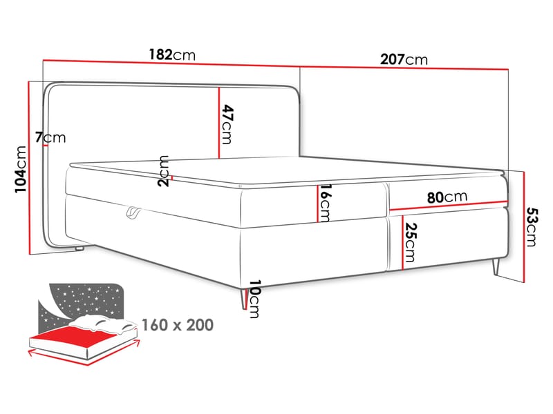 Allgunnen Sängpaket Kontinentalsäng 160x200 cm - Grå - Möbler - Säng - Kontinentalsäng
