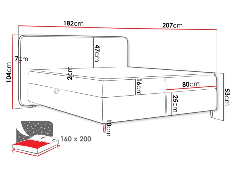 Allgunnen Sängpaket Kontinentalsäng 160x200 cm - Grå - Möbler - Säng - Kontinentalsäng