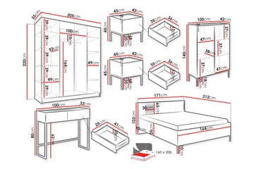 Amelus Möbelset För Sovrum - Cashmere - Möbler - Säng - Möbelset för sovrum