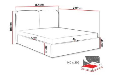 Arondel Sängpaket 140x200 cm i Bouclé med Förvaring, Sänggavel + Bäddmadrass - Grå - Möbler - Säng - Säng med förvaring