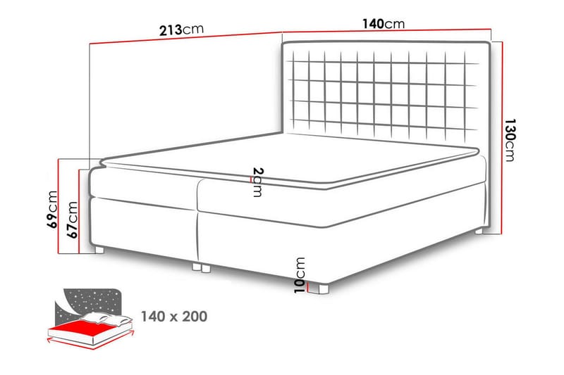 Asti Sängpaket Kontinentalsäng 140x200 cm - Blå - Möbler - Säng - Kontinentalsäng
