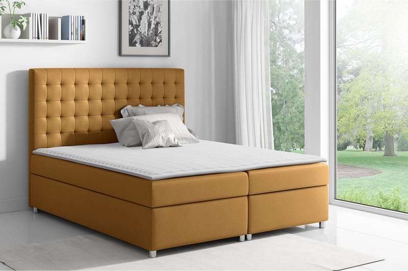 Asti Sängpaket Kontinentalsäng 160x200 cm - Gul - Möbler - Säng - Kontinentalsäng