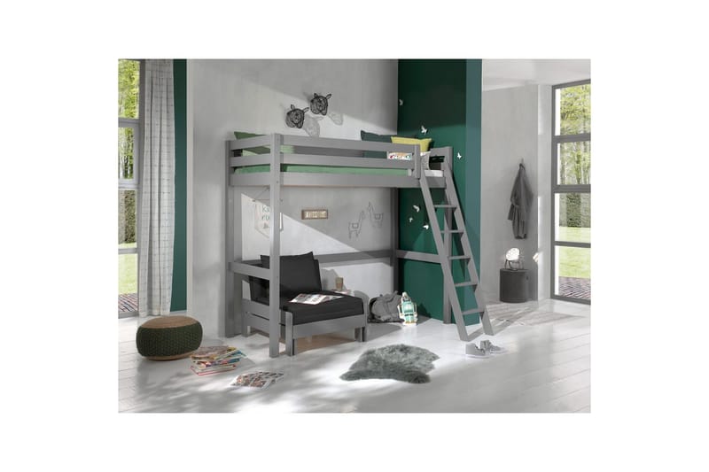 Bäddsoffa Pino Mezzanine Grå, 90 x 200 cm - Grå, 90 x 200 cm - Möbler - Säng - Möbelset för sovrum