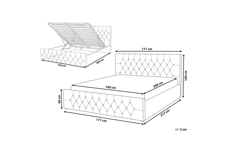 Badar Sängram 160x200 cm - Taupe - Möbler - Säng - Säng med förvaring