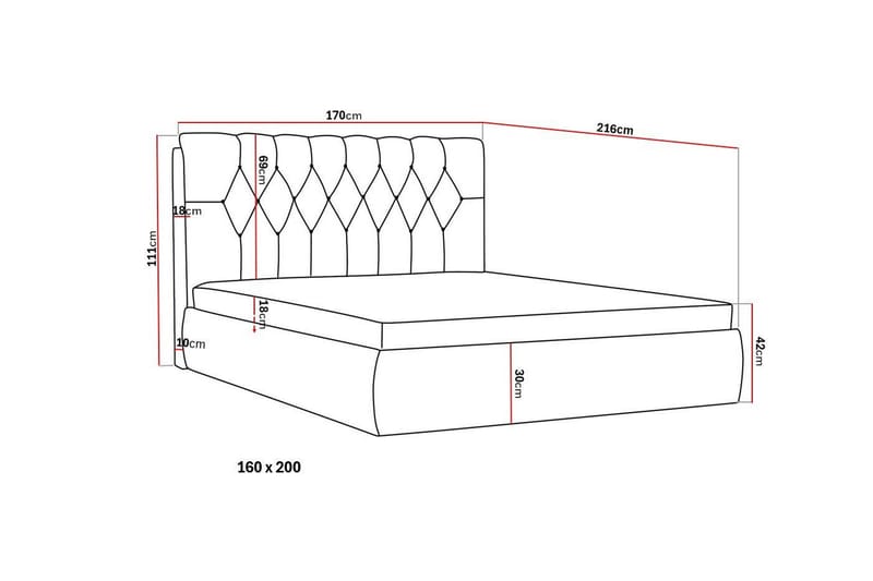 Bedford Sängpaket med Förvaring 160x200 cm - Mörkgrå - Möbler - Säng - Säng med förvaring