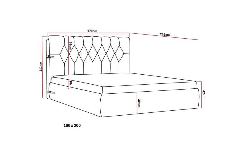 Bedford Sängpaket med Förvaring 160x200 cm - Mörkgrå - Möbler - Säng - Säng med förvaring