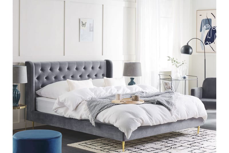Bernie Sängram 140x200 cm - Grå/Guld - Möbler - Säng - Sängram & sängstomme