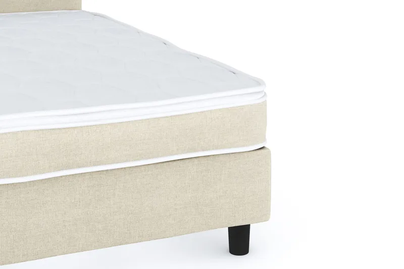 Billingen Komplett Sängpaket – Kontinentalsäng 120x200 cm i Tyg med Sänggavel + Bäddmadrass med Fasthetsgrad Medium - Beige - Möbler - Säng - Dubbelsäng