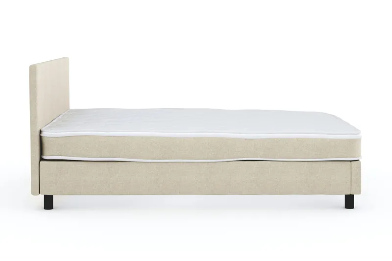 Billingen Komplett Sängpaket – Kontinentalsäng 120x200 cm i Tyg med Sänggavel + Bäddmadrass med Fasthetsgrad Medium - Beige - Möbler - Säng - Dubbelsäng
