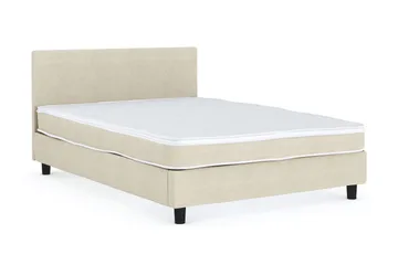 Billingen Komplett Sängpaket – Kontinentalsäng 120x200 cm i Tyg med Sänggavel + Bäddmadrass med Fasthetsgrad Medium - Beige - Möbler - Säng - Dubbelsäng