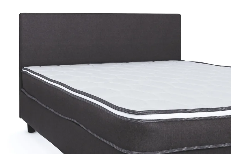 Billingen Komplett Sängpaket – Kontinentalsäng 120x200 cm i Tyg med Sänggavel + Bäddmadrass med Fasthetsgrad Medium - Grå - Möbler - Säng - Kontinentalsäng