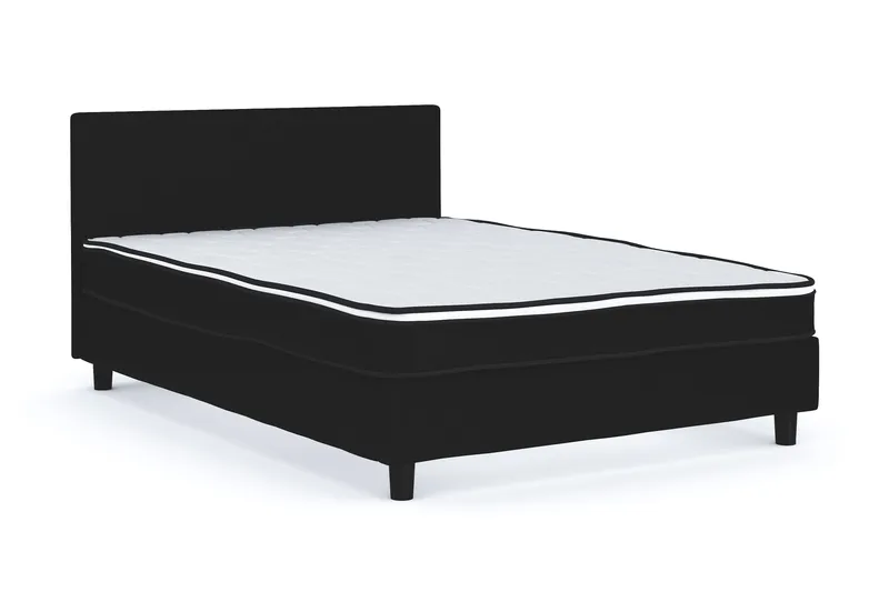 Billingen Komplett Sängpaket – Kontinentalsäng 120x200 cm i Tyg med Sänggavel + Bäddmadrass med Fasthetsgrad Medium - Svart - Möbler - Säng - Kontinentalsäng