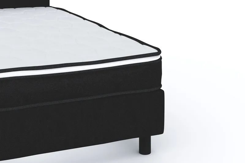 Billingen Komplett Sängpaket – Kontinentalsäng 120x200 cm i Tyg med Sänggavel + Bäddmadrass med Fasthetsgrad Medium - Svart - Möbler - Säng - Kontinentalsäng